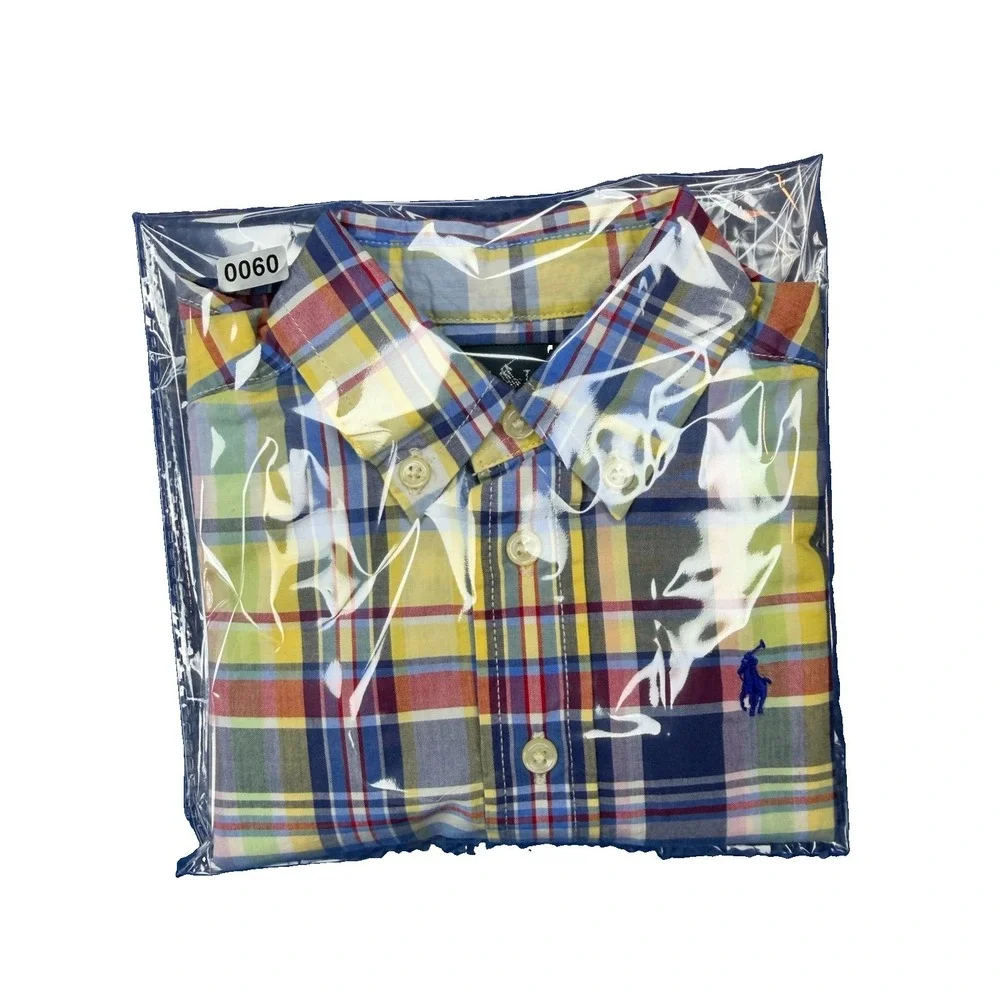 Ralph Lauren Boys 9M Plaid Long Sleeve Button-Up Shirt 100% Cotton Logo